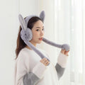 Soft Fluffy Rabbit Ears Headband With Moving Ears Plush Earmuffs