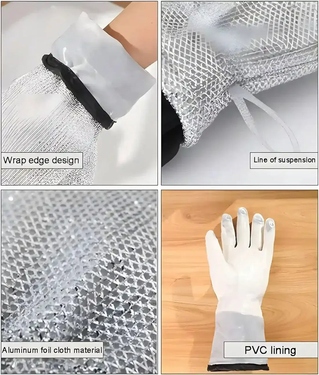 Silver Heat-Resistant Gloves For Hand Safety