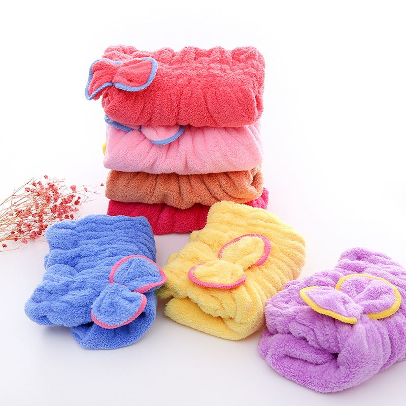 Bow Design Soft Microfiber Flower Cap Towel For Women