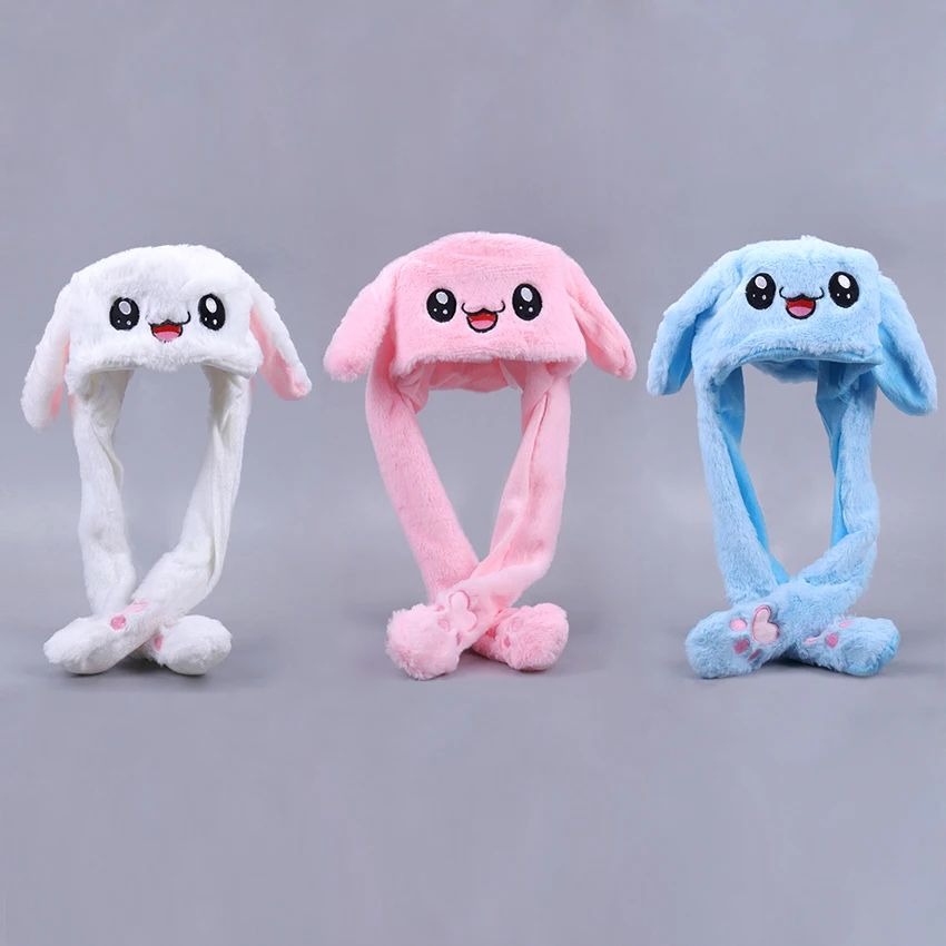 Soft Fluffy Rabbit Ears Headband With Moving Ears Plush Earmuffs